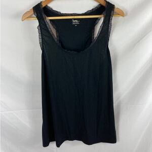 Bump in the Night Ruffle Trim Racerback Tank Black Size Small